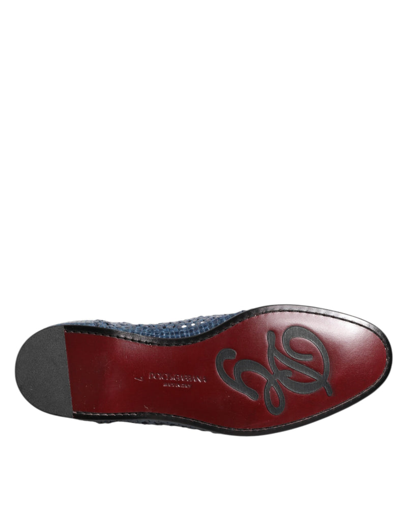 Dolce & Gabbana Blue Woven Leather Slip-On Loafers