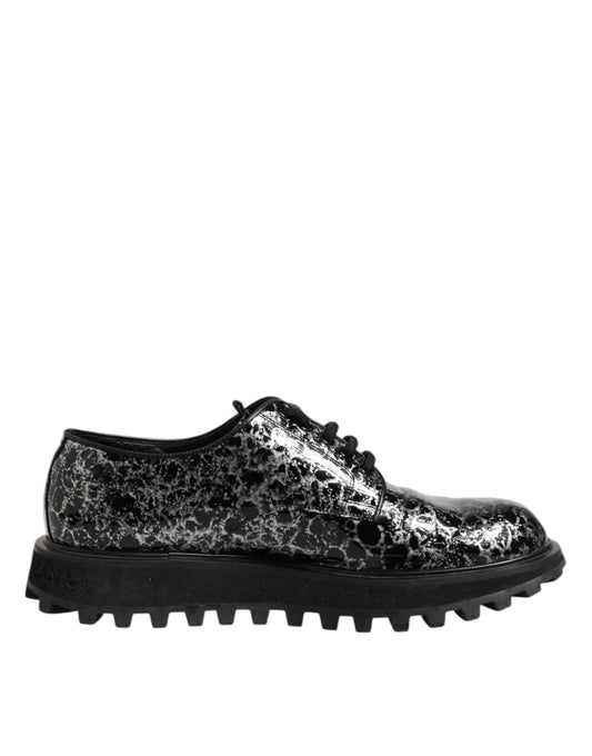 Dolce & Gabbana Black White Calfskin Chunky Derby Shoes