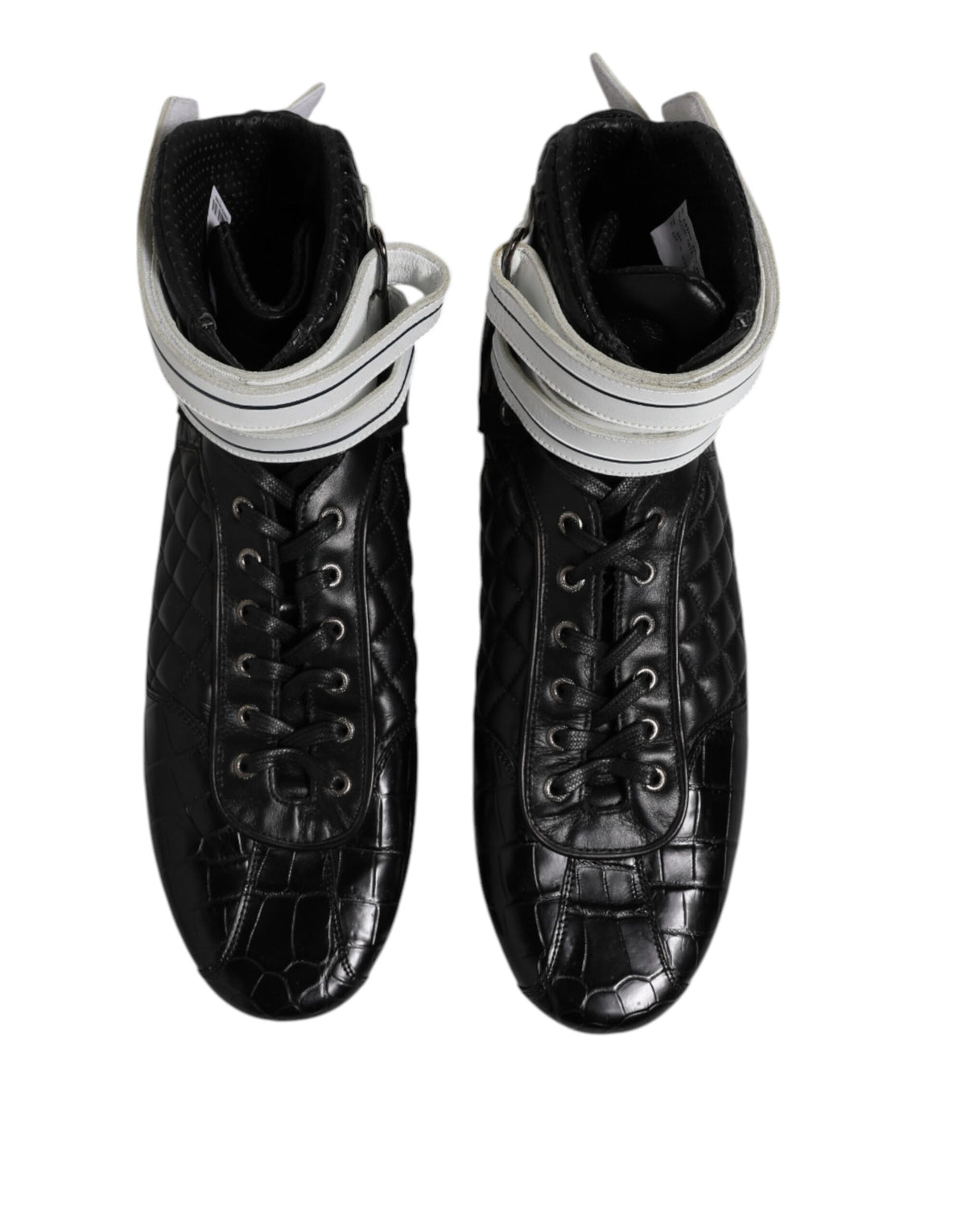 Dolce & Gabbana Black Quilted Leather Lace Up Sneakers