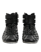 Dolce & Gabbana Black Quilted Leather Lace Up Sneakers