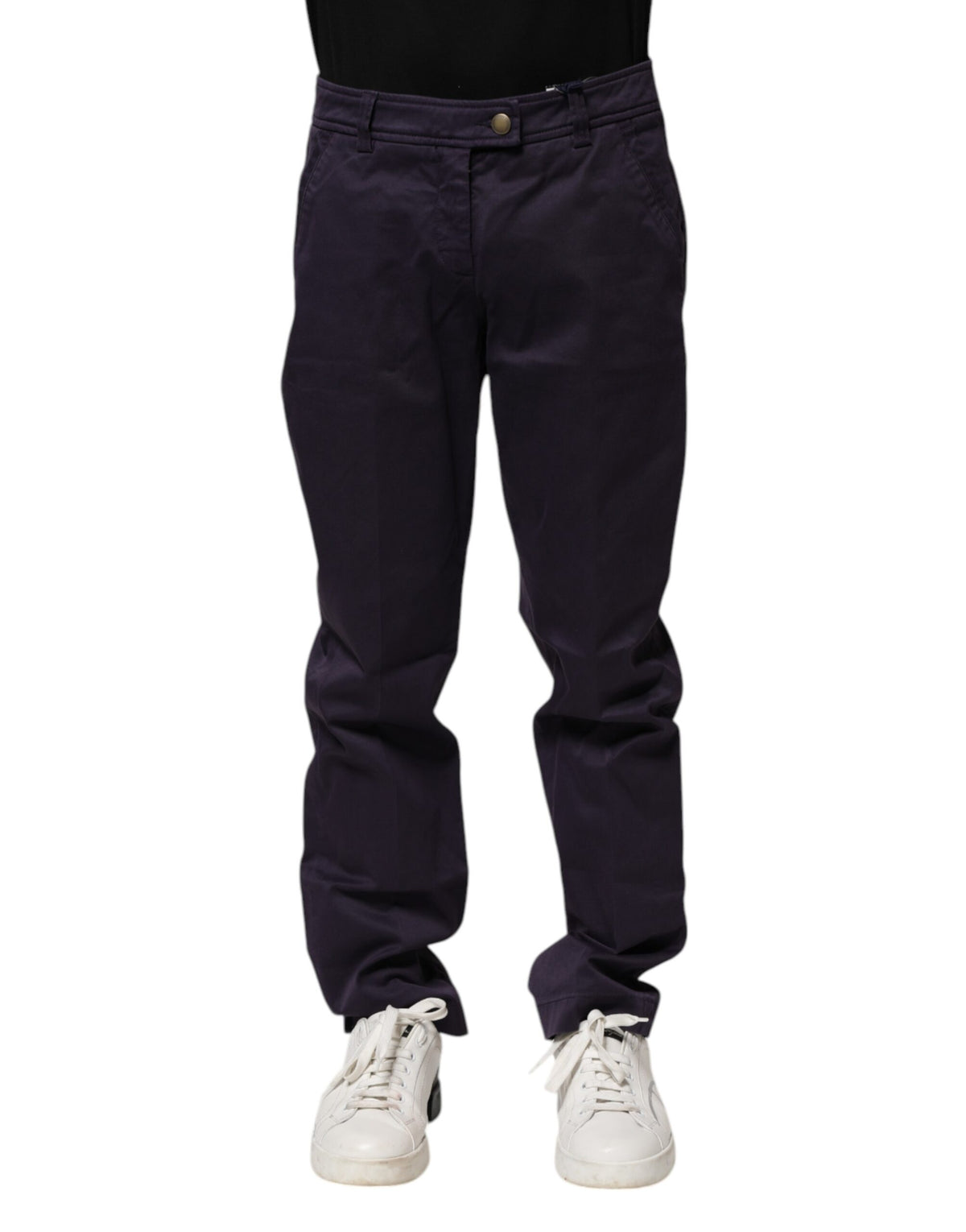 Pantalon droit décontracté taille mi-hauteur, violet foncé, Incotex
