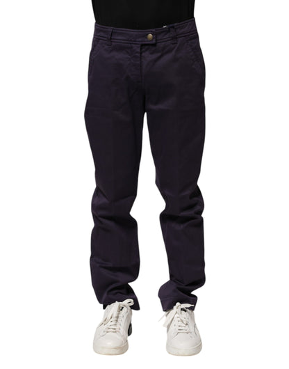 Incotex Dark Purple Mid Waist Casual Straight Pants