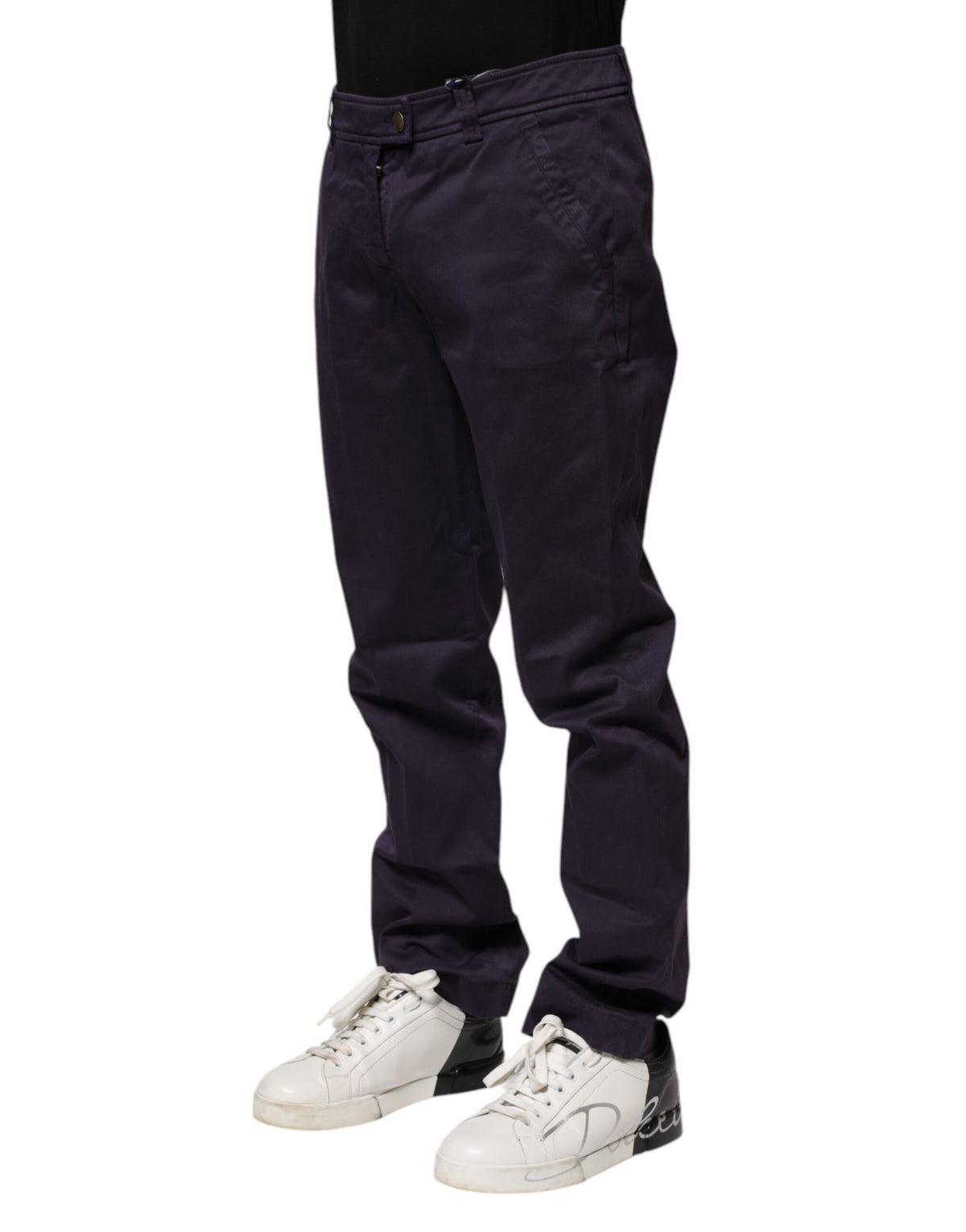 Pantalon droit décontracté taille mi-hauteur, violet foncé, Incotex