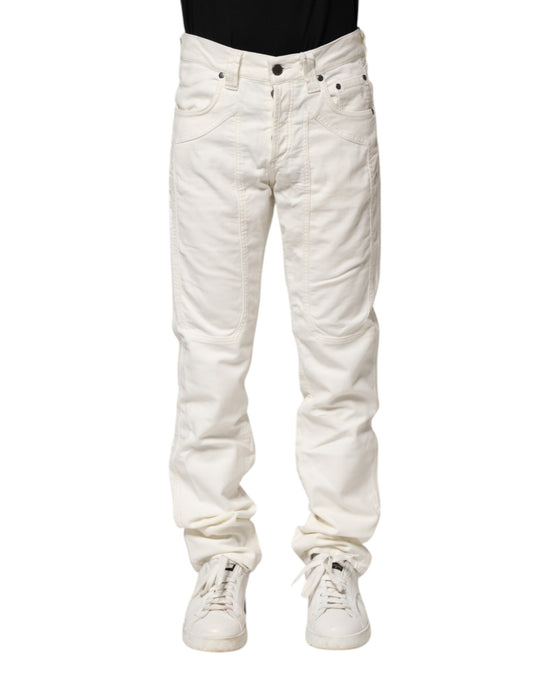Jeans homme Jeckerson en coton blanc extensible, coupe droite.