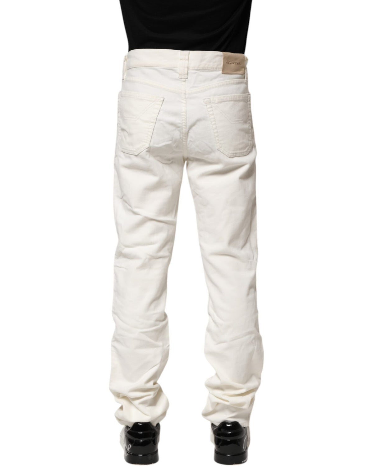 Jeans homme Jeckerson en coton blanc extensible, coupe droite.