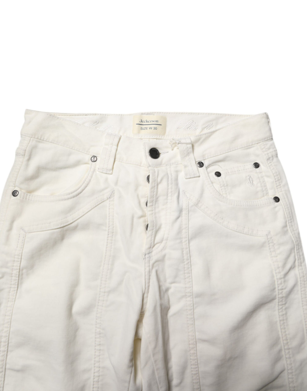 Jeans homme Jeckerson en coton blanc extensible, coupe droite.