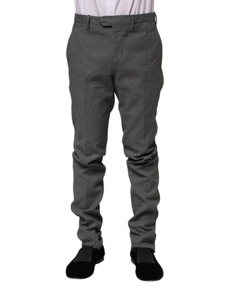 BENCIVENGA Zwarte en witte geruite, taps toelopende pantalon