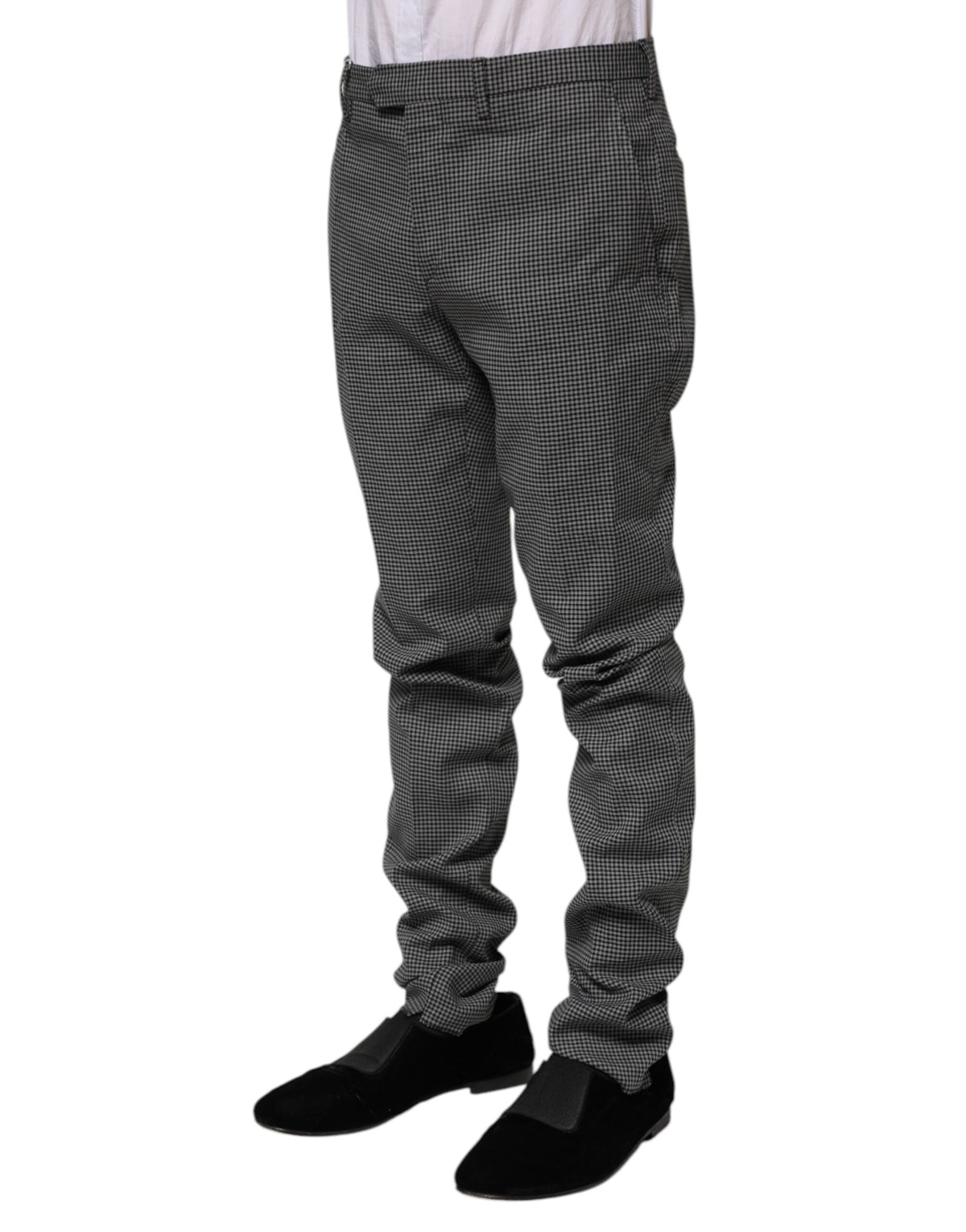 Pantalon tailleur fuselé à carreaux noir et blanc de BENCIVENGA