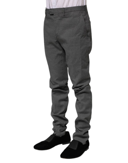 Pantalon tailleur fuselé à carreaux noir et blanc de BENCIVENGA
