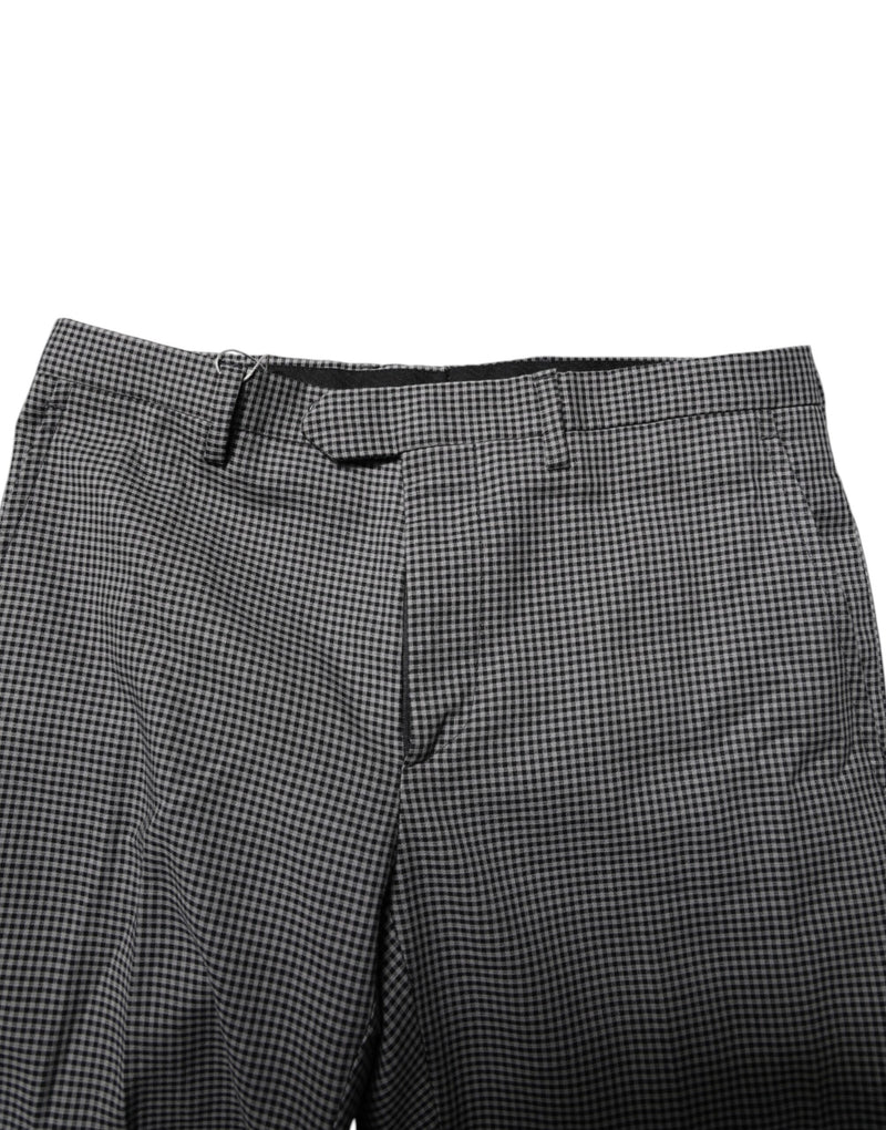 BENCIVENGA Zwarte en witte geruite, taps toelopende pantalon
