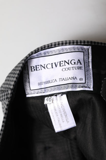 Pantalon tailleur fuselé à carreaux noir et blanc de BENCIVENGA