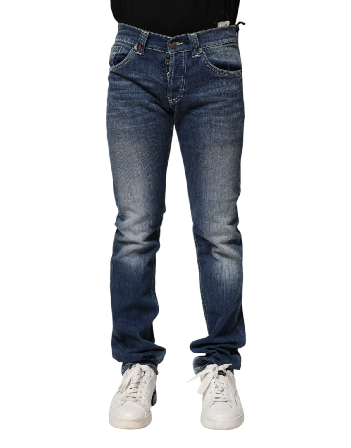 Jeans en jean pour homme Dondup, coupe slim, bleu délavé, style décontracté.