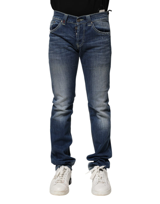 Dondup blauwe, gewassen, smalle, casual herendinny jeans