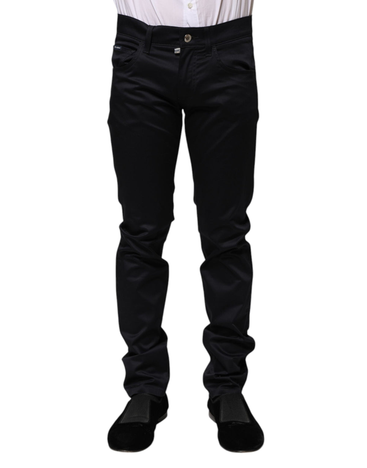 Pantalon skinny taille mi-hauteur en coton noir de Dolce &amp; Gabbana