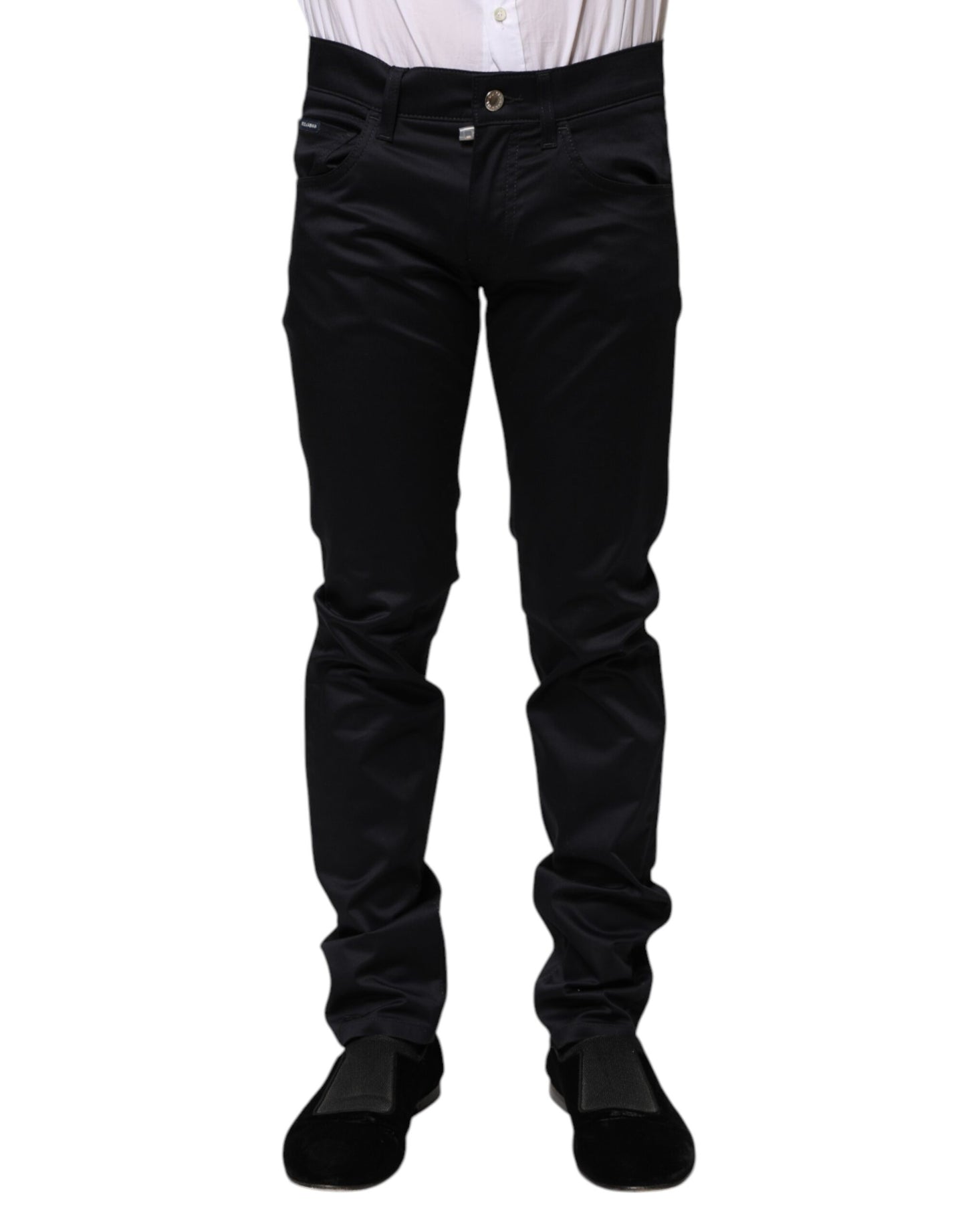 Pantalon skinny taille mi-hauteur en coton noir de Dolce &amp; Gabbana
