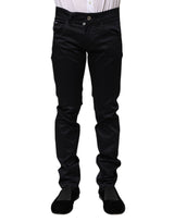 Pantalon skinny taille mi-hauteur en coton noir de Dolce &amp; Gabbana