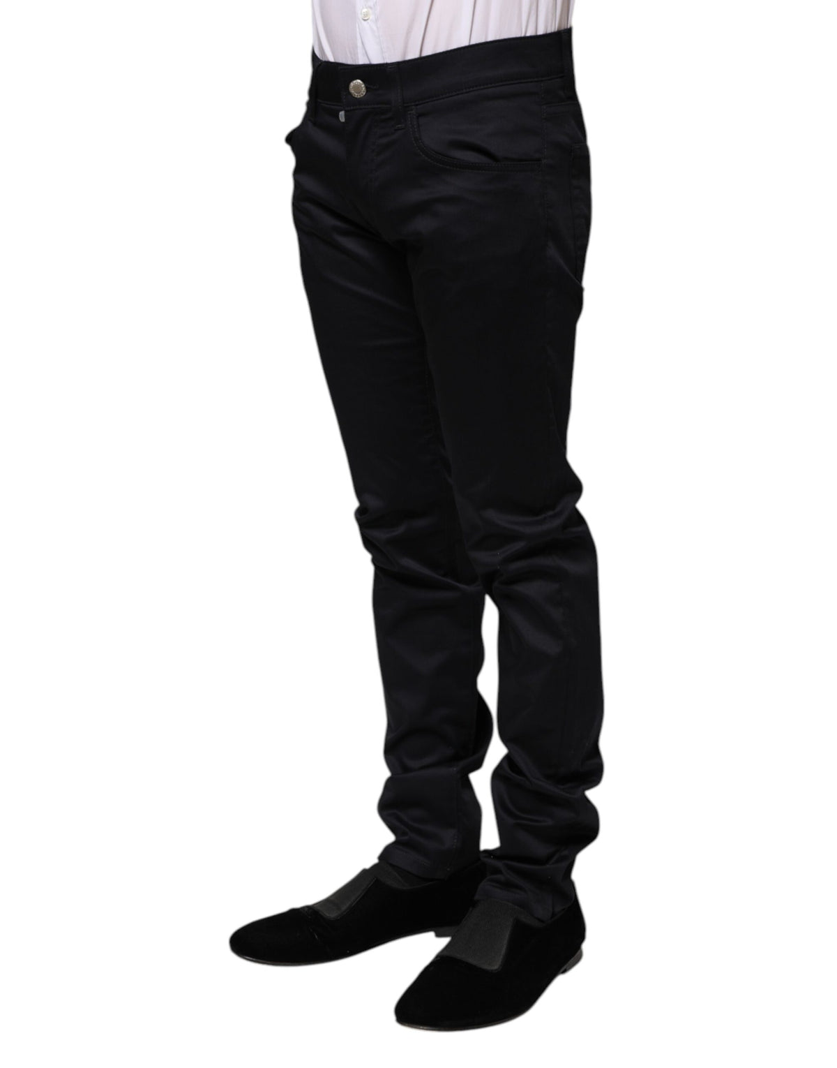 Pantalon skinny taille mi-hauteur en coton noir de Dolce &amp; Gabbana