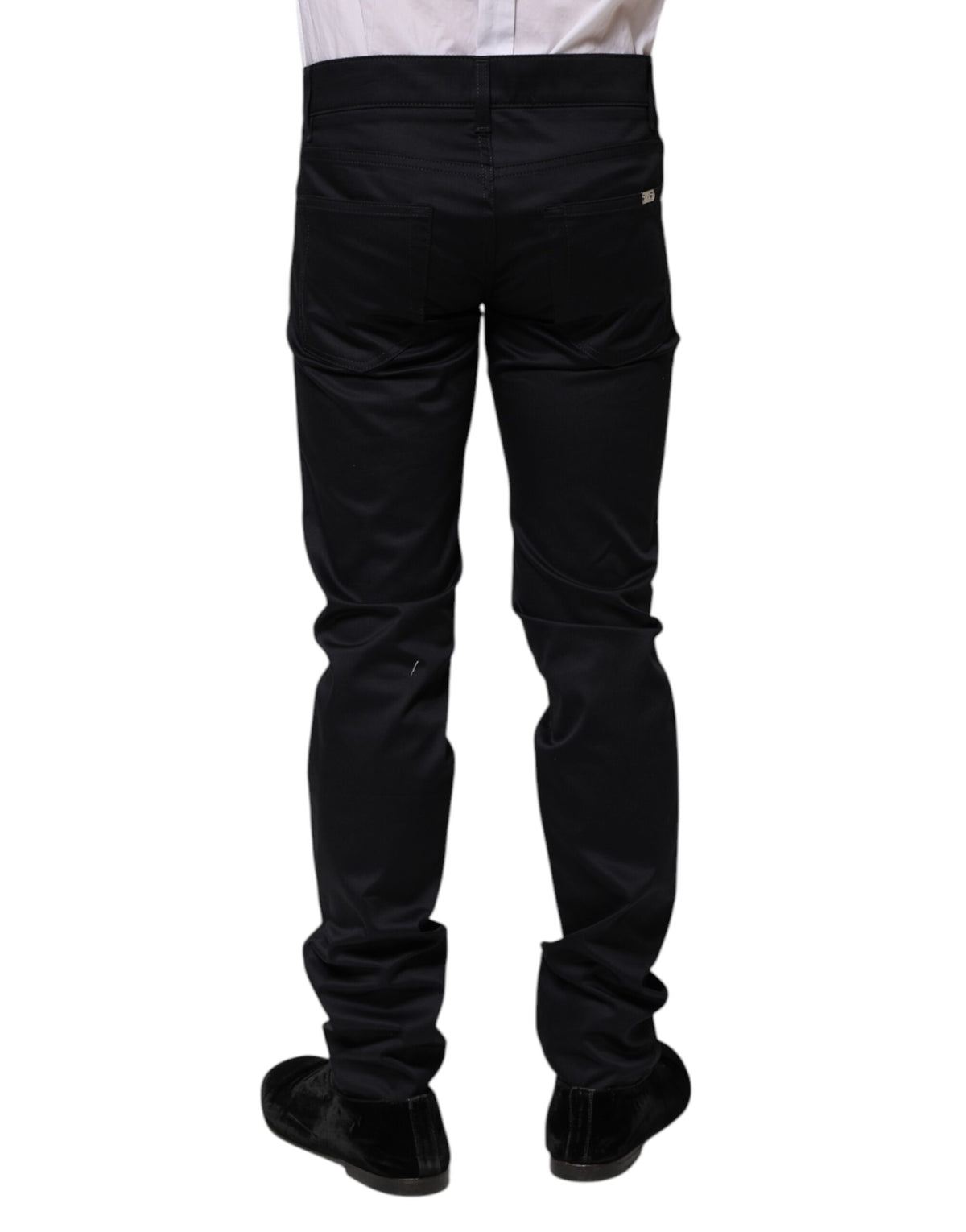 Pantalon skinny taille mi-hauteur en coton noir de Dolce &amp; Gabbana
