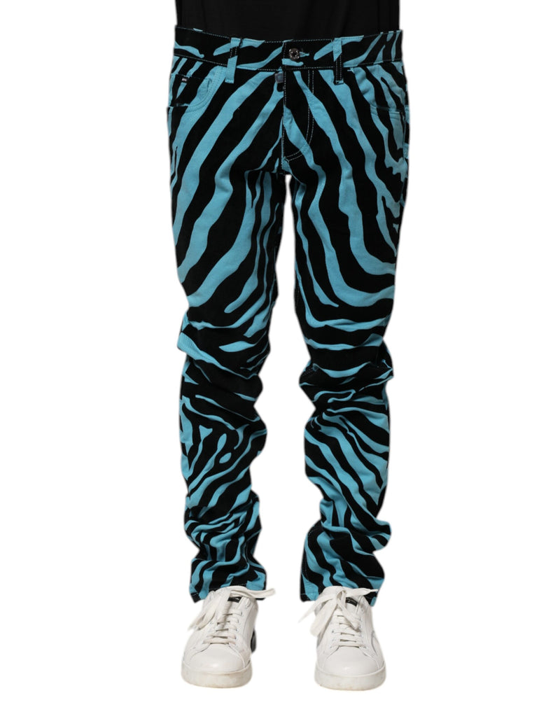 Dolce &amp; Gabbana Blauw-Zwarte Gestreepte Skinny Jeans