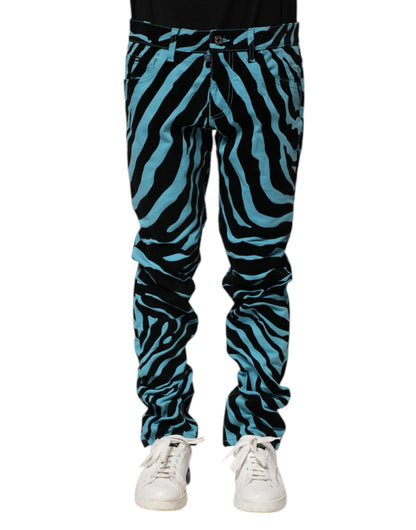 Jeans skinny à rayures bleu et noir Dolce &amp; Gabbana