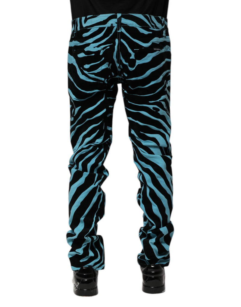 Dolce &amp; Gabbana Blauw-Zwarte Gestreepte Skinny Jeans