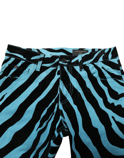 Dolce & Gabbana Blue Black Stripes Skinny Denim Jeans