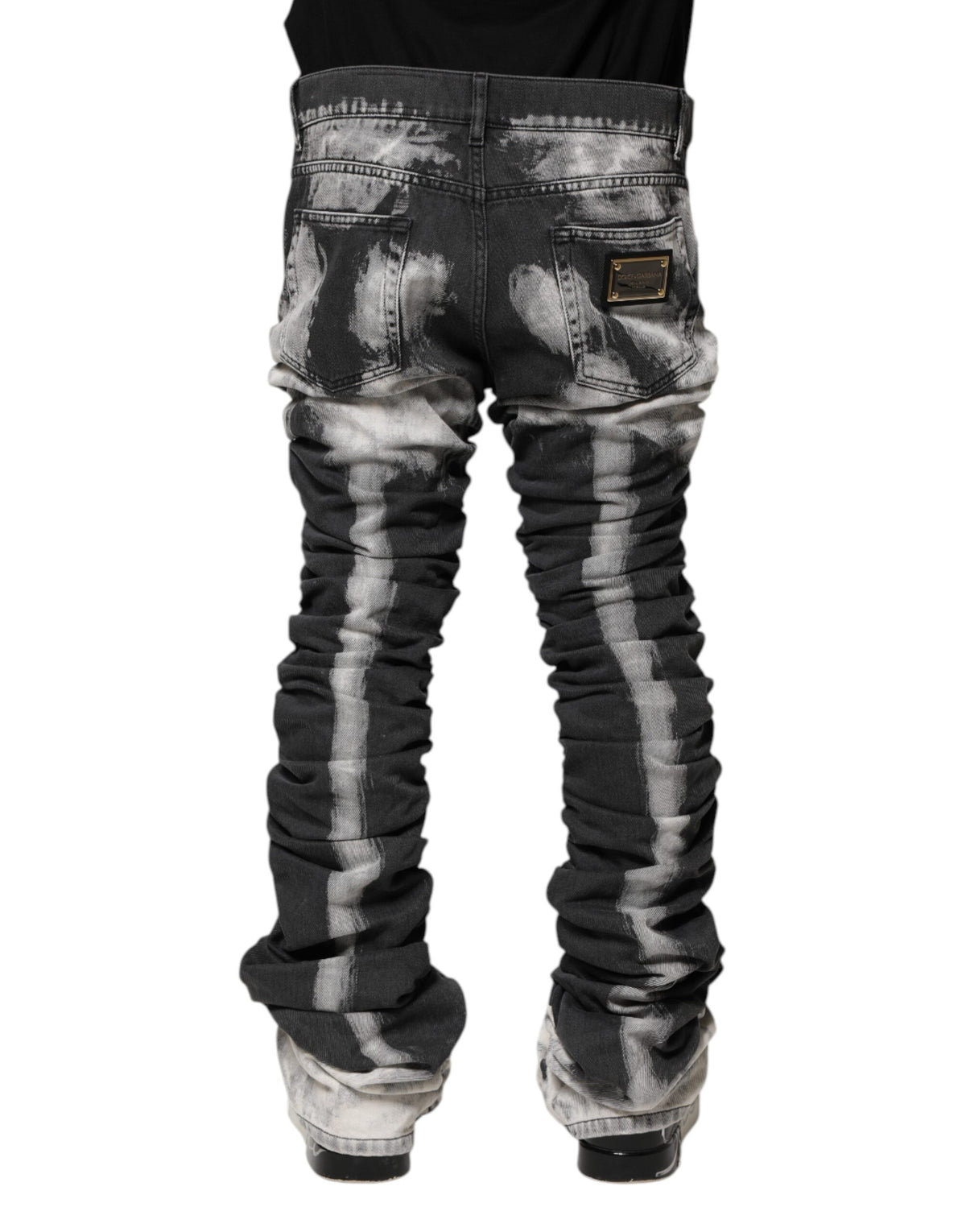 Jeans droit en jean tie-dye noir de Dolce &amp; Gabbana