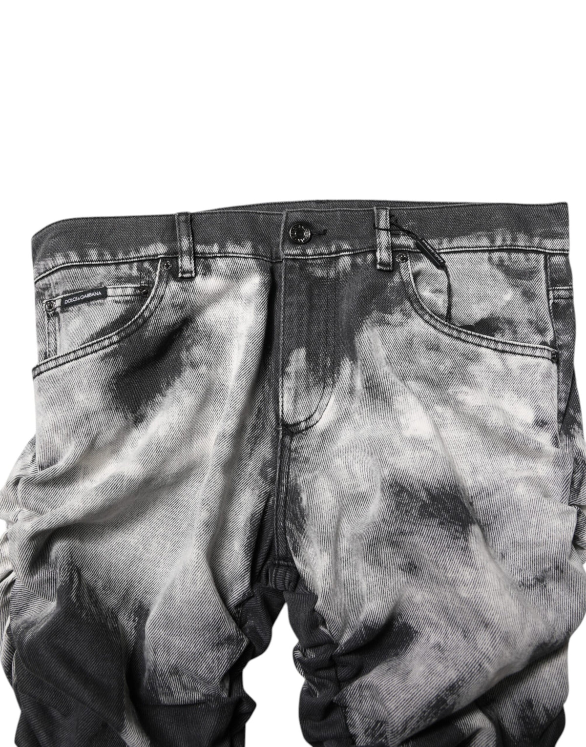 Jeans droit en jean tie-dye noir de Dolce &amp; Gabbana