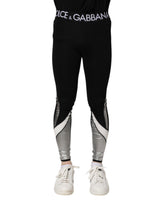 Leggings pantalons slim pour homme en nylon noir et argent Dolce &amp; Gabbana