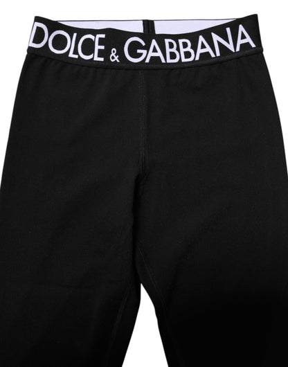 Dolce & Gabbana Black Silver Nylon Skinny Men Leggings Pants