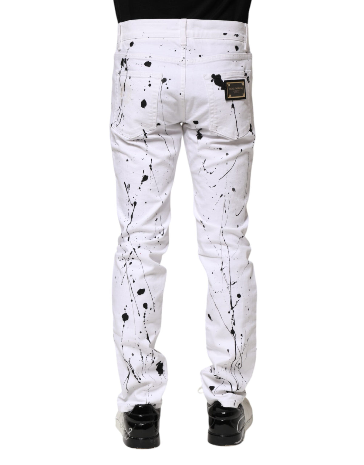 Jeans skinny en jean blanc à éclaboussures de couleur de Dolce &amp; Gabbana