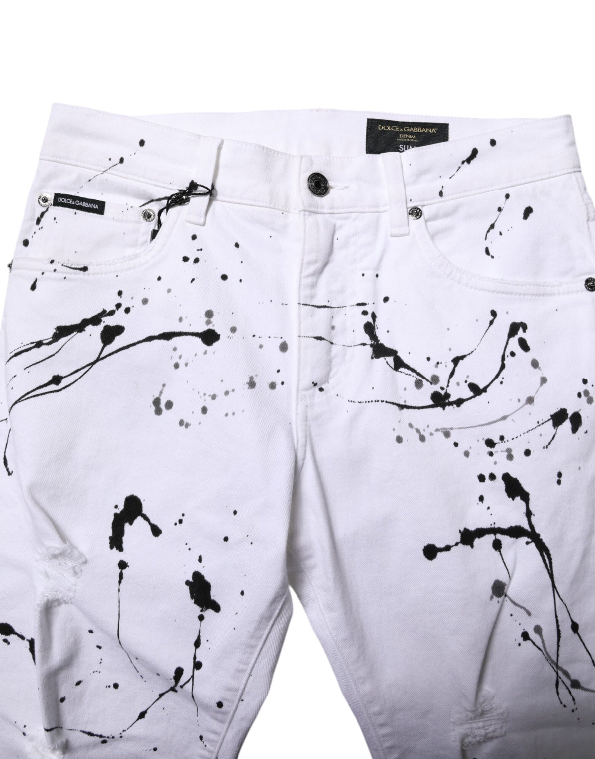 Jeans skinny en jean blanc à éclaboussures de couleur de Dolce &amp; Gabbana