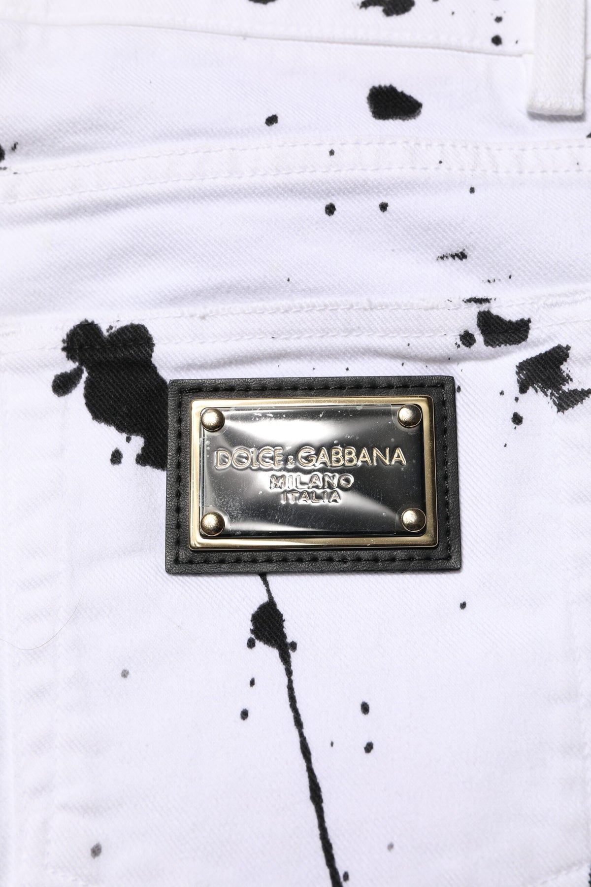Jeans skinny en jean blanc à éclaboussures de couleur de Dolce &amp; Gabbana