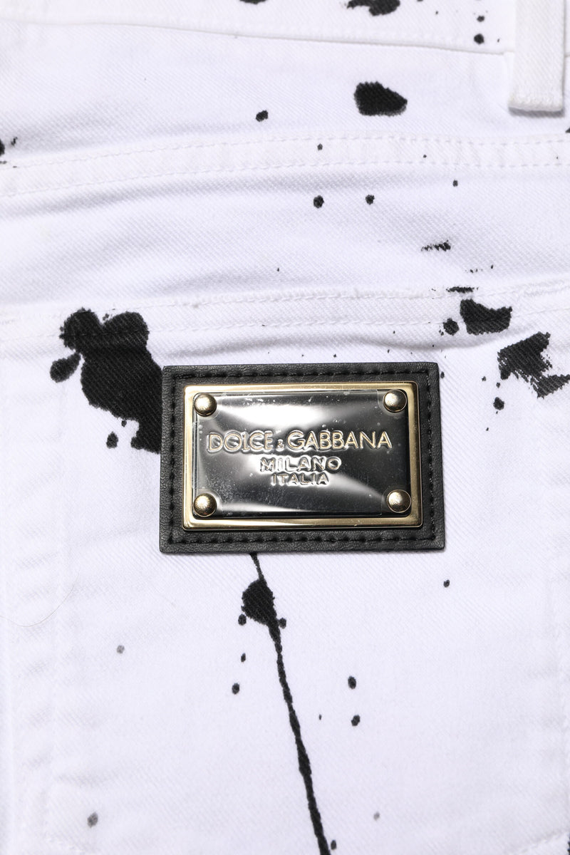 Jeans skinny en jean blanc à éclaboussures de couleur de Dolce &amp; Gabbana