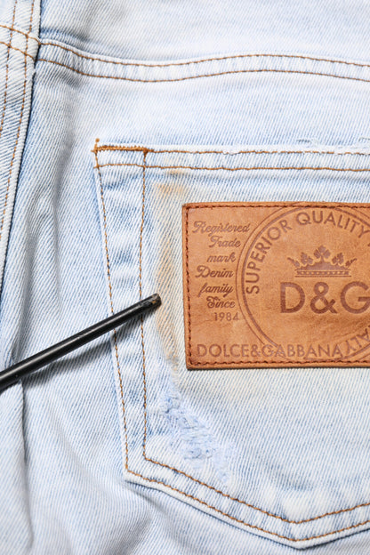 Dolce & Gabbana Light Blue Tattered Skinny Denim Jeans