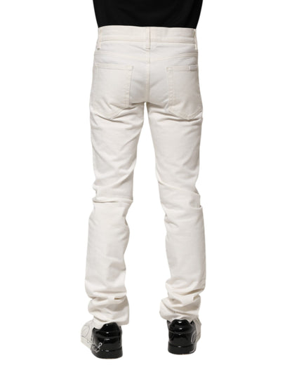 Dolce & Gabbana White Cotton Skinny Men Denim Jeans