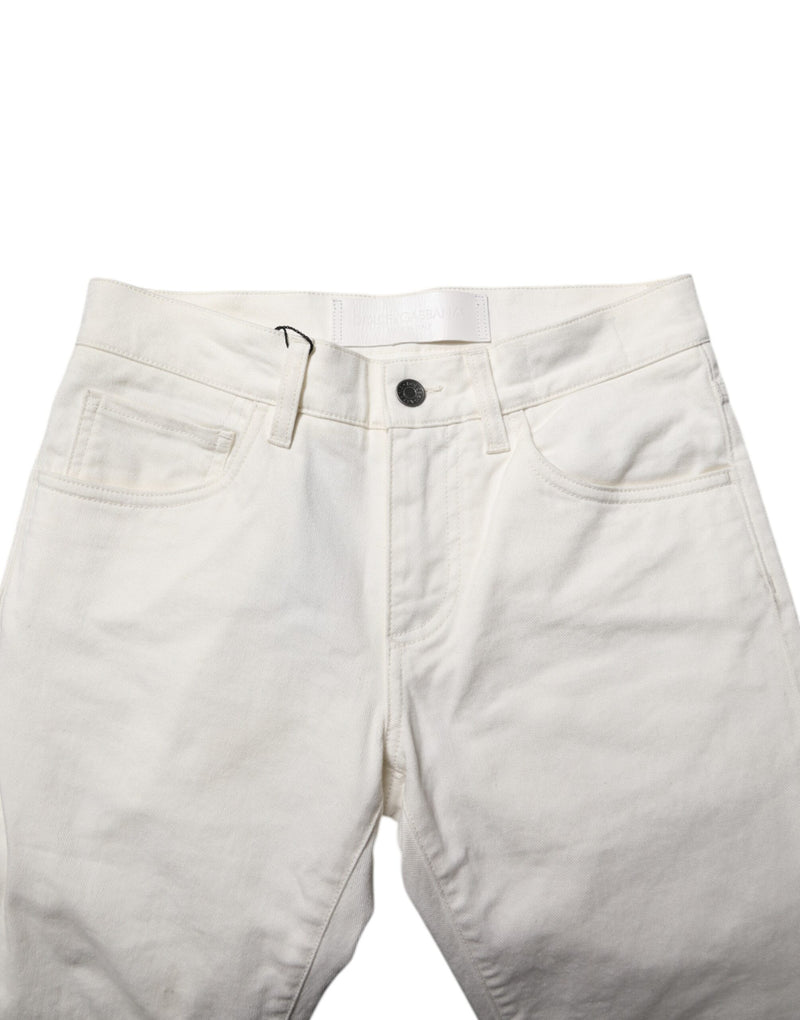 Dolce & Gabbana White Cotton Skinny Men Denim Jeans