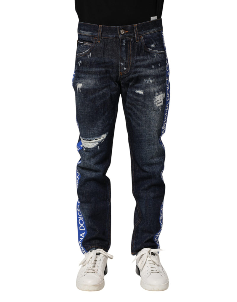 Dolce &amp; Gabbana donkerblauwe, versleten skinny jeans