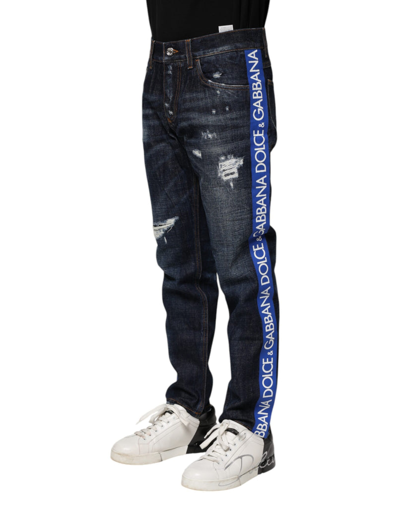 Dolce &amp; Gabbana donkerblauwe, versleten skinny jeans
