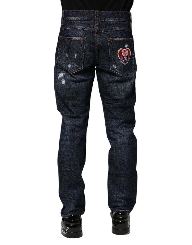Dolce &amp; Gabbana donkerblauwe, versleten skinny jeans