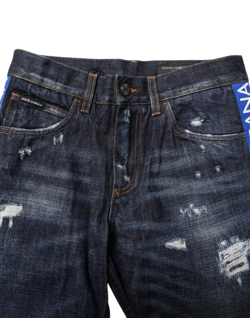 Dolce &amp; Gabbana donkerblauwe, versleten skinny jeans