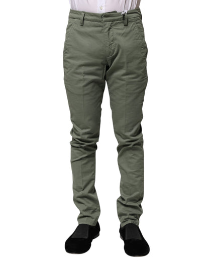 Dondup Green Mid Waist Skinny Fit Casual Pants