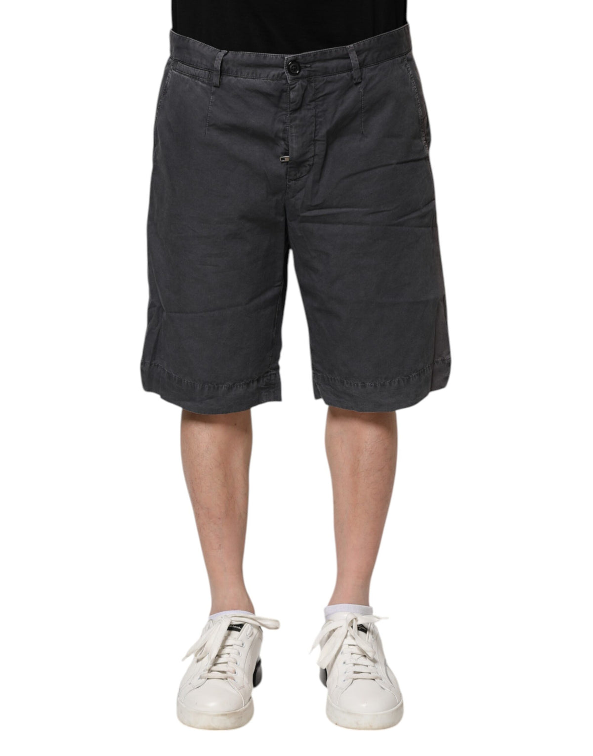 Shorts en jean en coton extensible gris foncé de Dolce &amp; Gabbana