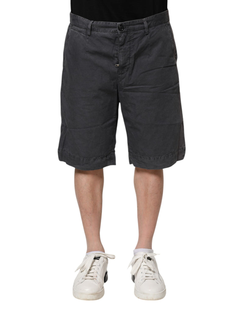 Dolce &amp; Gabbana donkergrijze katoenen stretch denim bermuda shorts
