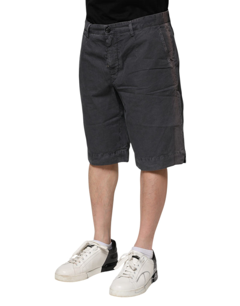 Dolce &amp; Gabbana donkergrijze katoenen stretch denim bermuda shorts