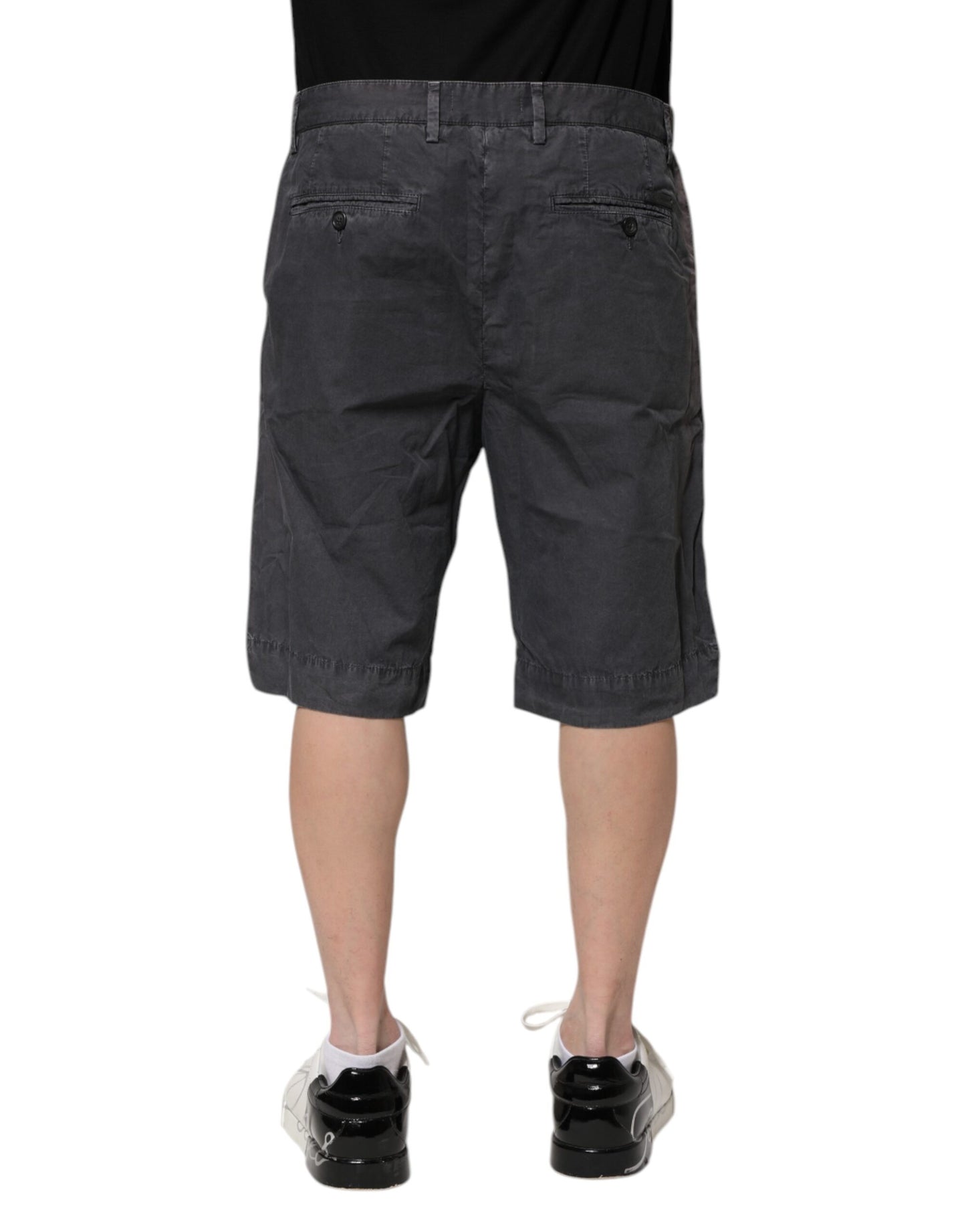 Dolce & Gabbana Dark Gray Cotton Stretch Denim Bermuda Shorts