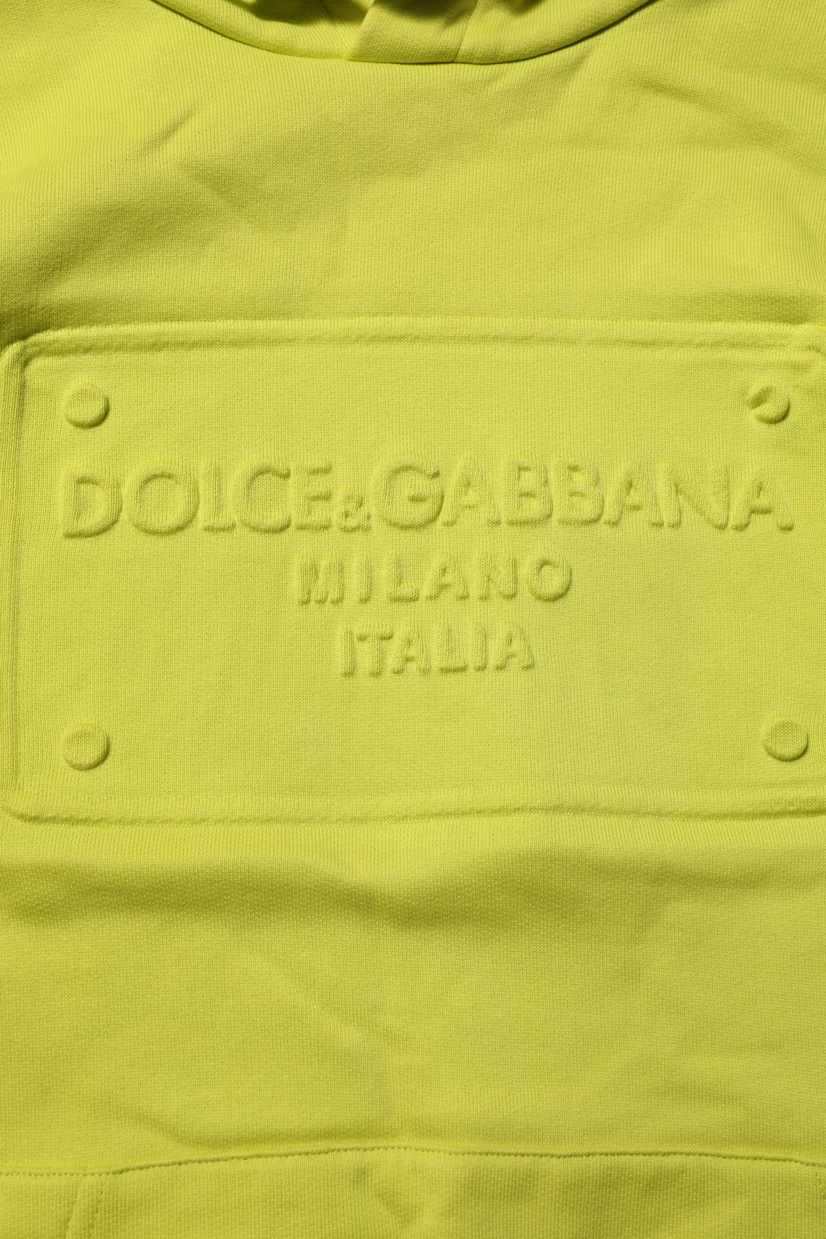 Sweat-shirt à capuche en coton vert avec logo Dolce &amp; Gabbana
