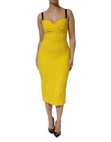 Dolce & Gabbana Yellow Sleeveless Midi Sheath Dress