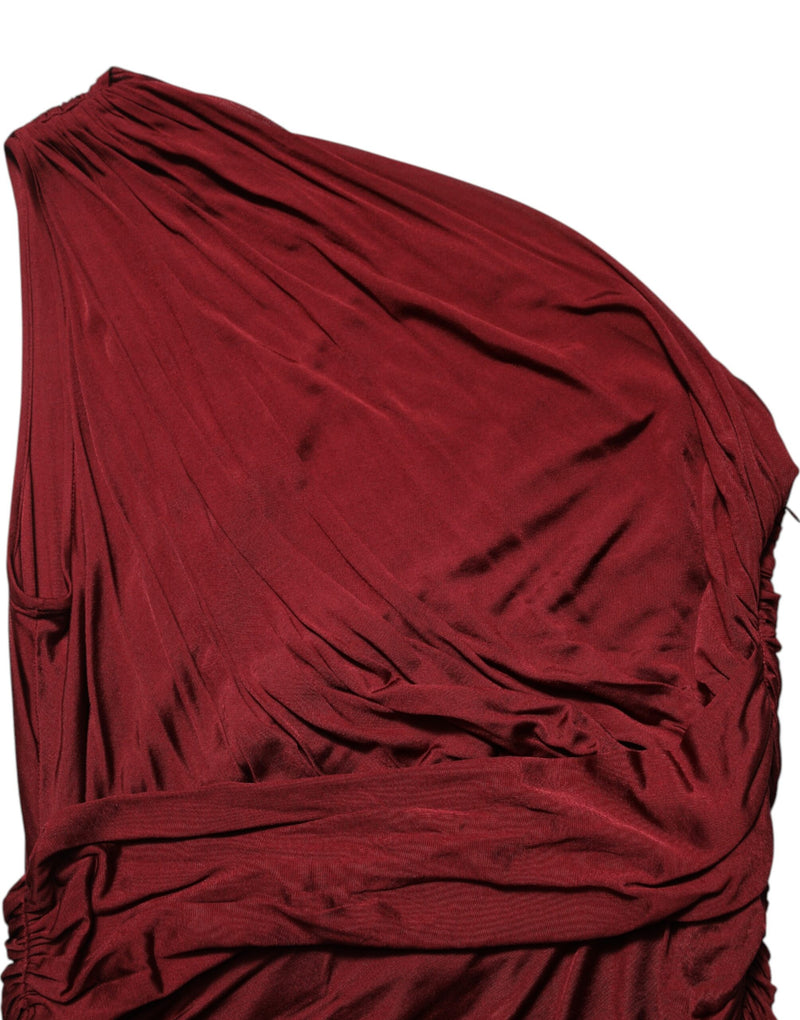 Dolce & Gabbana Robe Midi Fittée Rouge à Épaule Dénudée