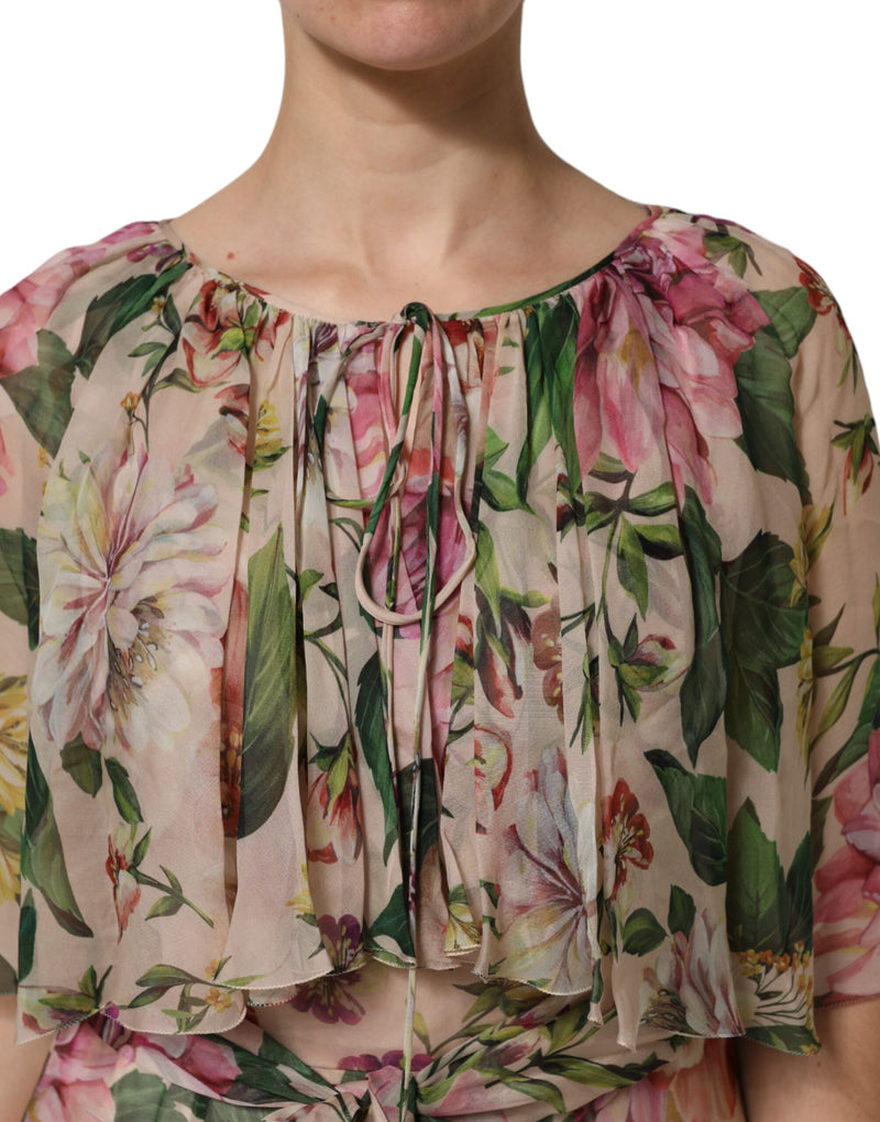 Robe Maxi Longue à Imprimé Floral Rose Dolce & Gabbana